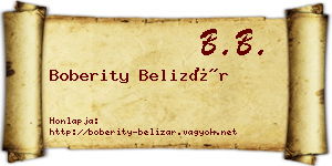 Boberity Belizár névjegykártya